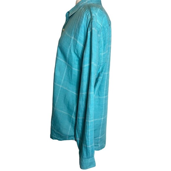 Tommy Bahamas relax men’s large button front shirt long sleeve collar blue and w - Picture 3 of 16